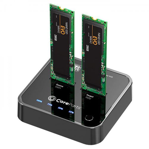 CoreParts MS-CLONER-SATA docking station per unità di archiviazione USB 3.2 Gen 2 [3.1 Gen 2] Type-C Nero (USB3.2 Type C [10Gbps] SATA - M.2 SSD cloner Docking - Station for M.2 SATA to M.2 SATA with