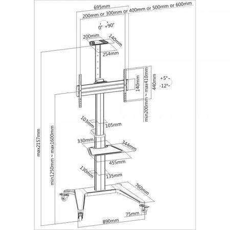 Supporto da Pavimento per TV da 37'' a 70'' Bianco