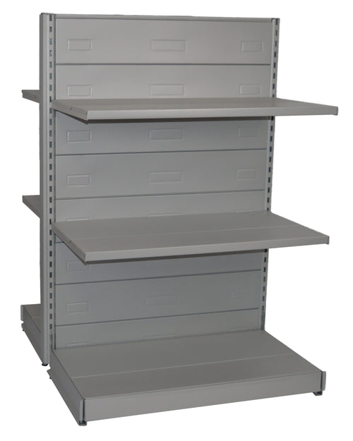 Scaffale per arredo negozi in metallo verniciato alluminio cm. 97x50x140h
