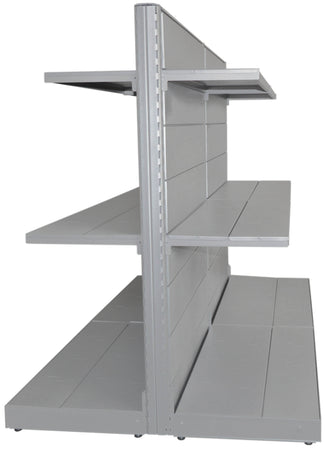 Scaffale per arredo negozi in metallo verniciato alluminio cm. 97x50x140h