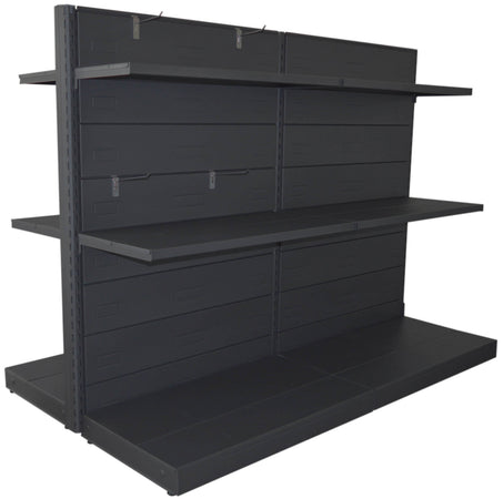 Scaffale per arredo negozi in metallo verniciato nero ghisa cm. 100x50x140h
