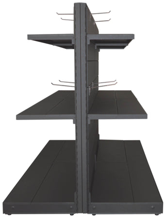 Scaffale per arredo negozi in metallo verniciato nero ghisa cm. 100x50x140h