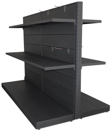Scaffale per arredo negozi in metallo verniciato nero ghisa cm. 100x50x140h