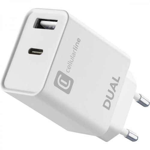 caricabatteria 20w usb + usbc bianco