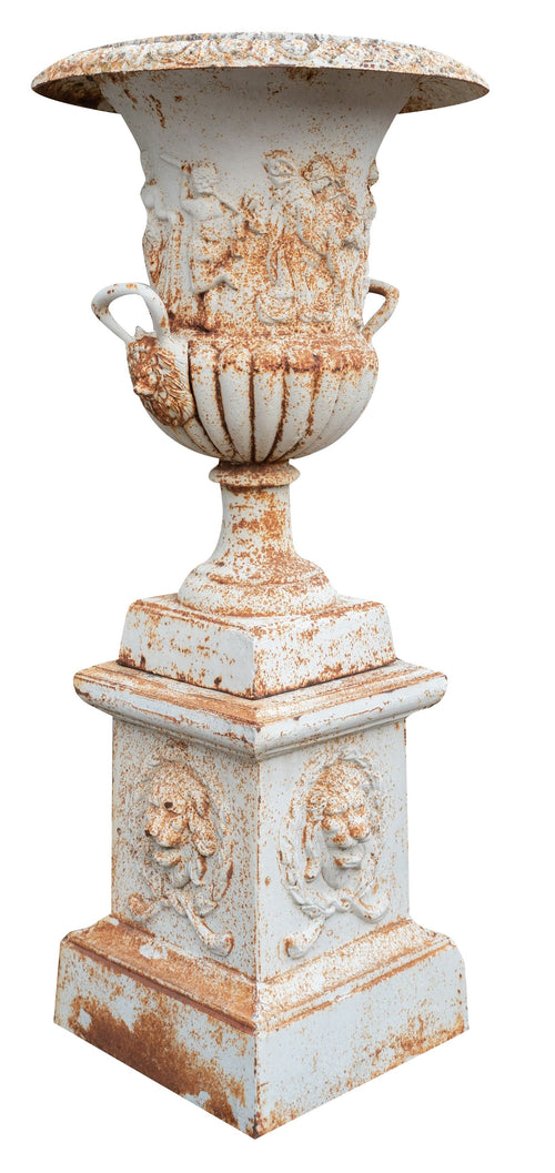 Biscottini Vaso Biscottini ghisa bianca anticata decori D74x100 base D47x62 esterno