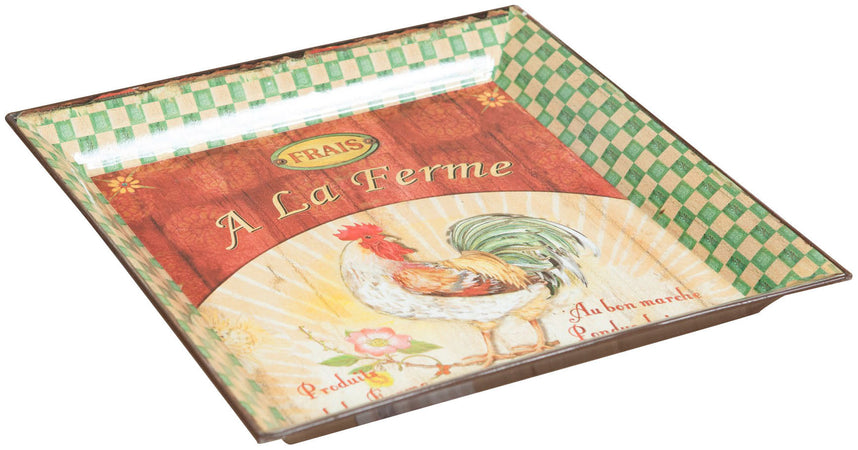 Biscottini Biscottini Set 3 Vassoi Policarbonato Decorato A LA FERME GREEN 32x32x4 29x29x4