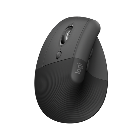 Logitech Lift for Business (Logitech Lift for Business - Mouse verticale - ergonomico - per mancini - 6 pulsanti - senza fili - Bluetooth, 2.4 GHz - ricevitore USB Logitech Logi Bolt - grafite)