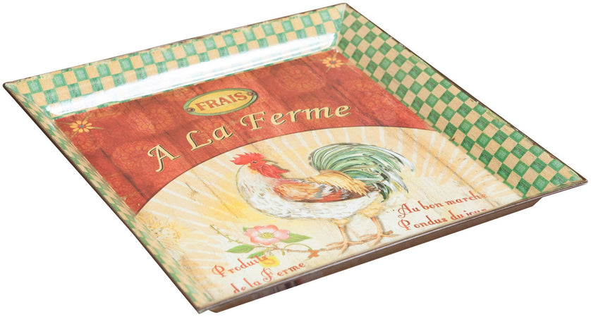 Biscottini Biscottini Set 3 Vassoi Policarbonato Decorato A LA FERME GREEN 32x32x4 29x29x4