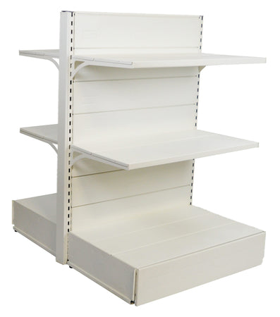 Scaffale metallico da negozio con piani a mensole colore bianco cm. 97x60x140h