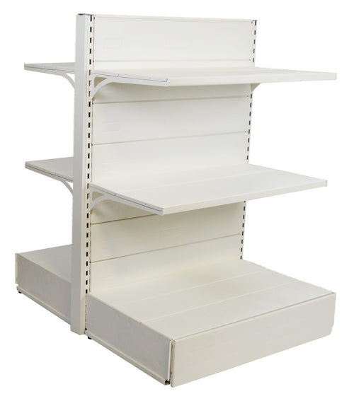 Scaffale metallico da negozio con piani a mensole colore bianco cm. 97x60x140h