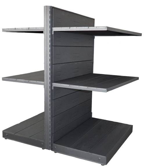Scaffale di metallo verniciato nero ghisa da negozio e punto vendita cm. 100x60x140h