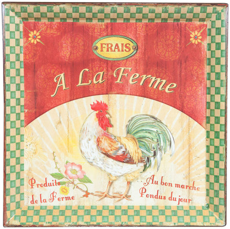 Biscottini Biscottini Set 3 Vassoi Policarbonato Decorato A LA FERME GREEN 32x32x4 29x29x4