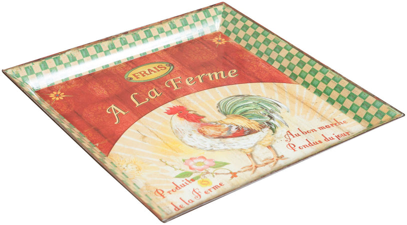 Biscottini Biscottini Set 3 Vassoi Policarbonato Decorato A LA FERME GREEN 32x32x4 29x29x4