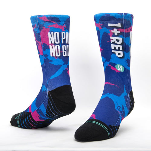 Calzini unisex Scrimmage Fitness No pain no gain Blau
