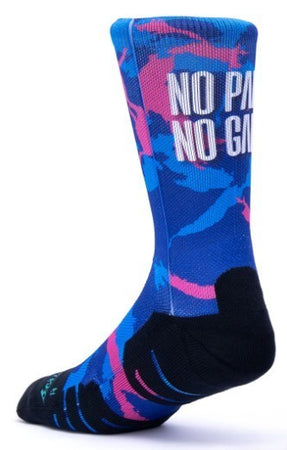 Calzini unisex Scrimmage Fitness No pain no gain Blau