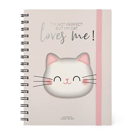 Legami, Quaderno Spiralato A Righe Large, A5, Tema Kitty