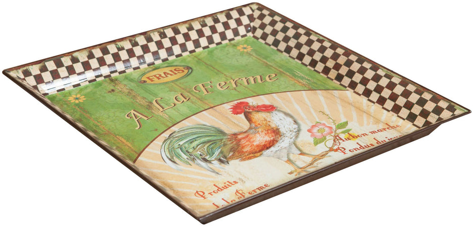 Biscottini Set 3 vassoi in policarbonato decorato anticato A LA FERME GREEN