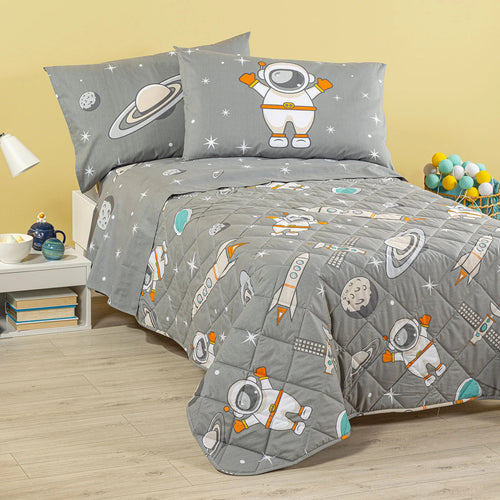 Copriletto Trapuntato Spazio ! Caleffi – In Puro Cotone – Design Galattico per Cameretta Bimbo