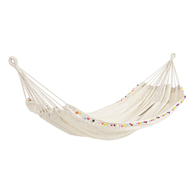 Amaca Pon-Pon in tessuto singola 200 x 100 cm, 1 posto dondolo da giardino