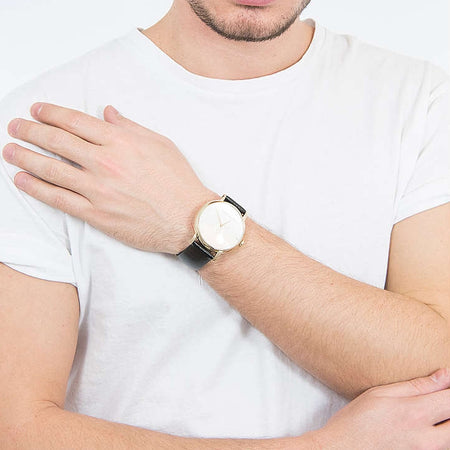 Orologio CK CALVIN KLEIN uomo Established pelle nero / bianco
