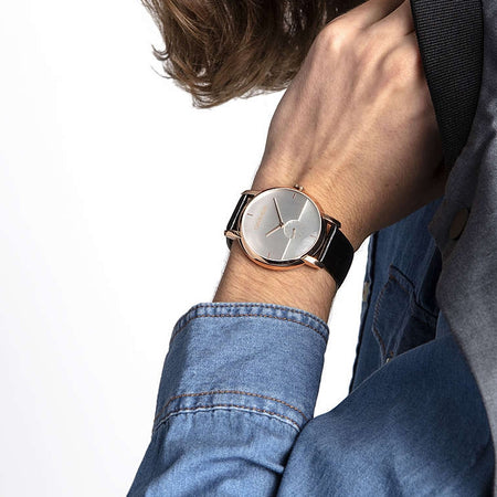 Orologio CK CALVIN KLEIN uomo Established pelle nero / bianco