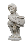 Biscottini Vecchia statua raffigurante una coppia putti con un vaso in pietra Molto solida