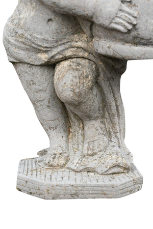 Biscottini Statua putti con vaso pietra Biscottini per giardino arredo 35x25x70 scultura