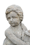 Biscottini Vecchia statua raffigurante una coppia putti con un vaso in pietra Molto solida