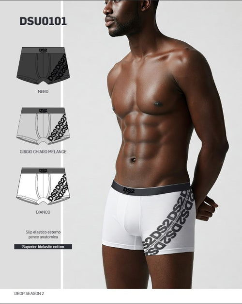 Boxer DSU0101 ! Drop Season 3 pezzi Bianco-Nero-grigio Collezione Core Cotton Stretch Black-White-Grey