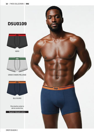 Boxer DSU0109 ! Drop Season –Set 3 Boxer Uomo Cotone Stretch "Daily Comfort" Blu, Grigio e Nero
