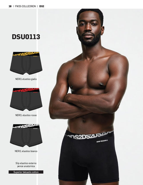 Boxer DSU0113 ! Drop Season –Set 3 Boxer Uomo Pack Total Black in Cotone Stretch Premium