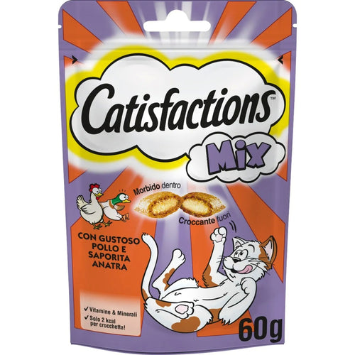 Catisfactions Mix Snack per Gatti gusto Pollo e Anatra 60gr