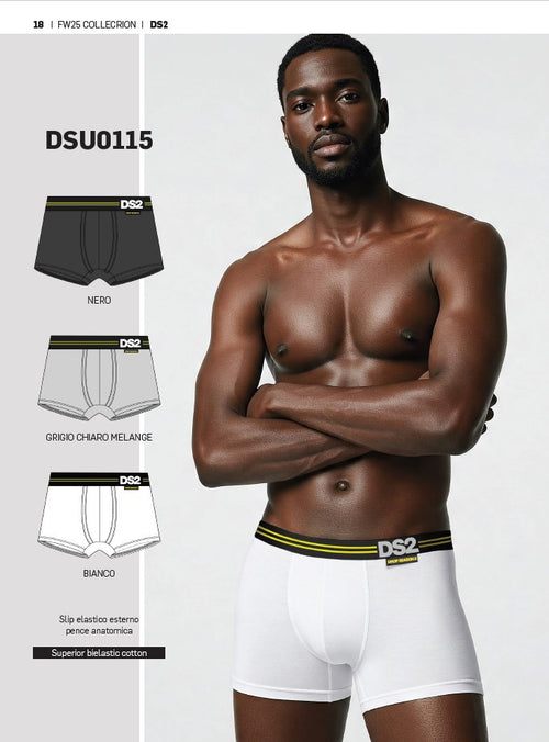 Boxer DSU0115 ! Drop Season –Set 3 Boxer Uomo Premium Cotton Stretch Tris Bianco, Nero e Grigio