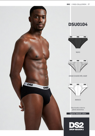 Slip DSU0104 ! Drop Season – 3 Pezzi uomo Cotone Stretch "Active Fit" Nero, Grigio e Bianco