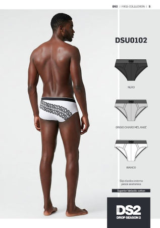 Slip DSU0102 ! Drop Season – Set 3 Slip uomo - Essential Cotton Stretch Nero, Grigio e Bianco