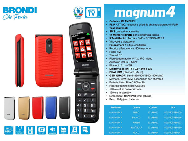 cellulare clamshell brondi dual sim bianco