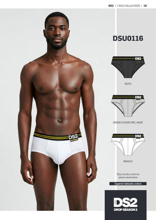 Slip DSU0116 ! Drop Season –Set 3 Slip Uomo Cotton Stretch "Daily Essential" Bianco, Nero e Grigio