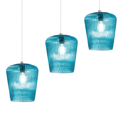 Sospensione vetro blu Gea Luce NUMA BR3 E27 LED lampada soffitto decentramento classica