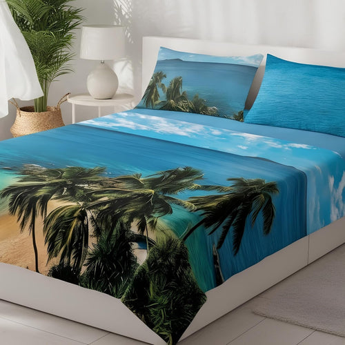 Lenzuola Emerald Waters ! Caleffi – Completo Puro Cotone con Stampa Digitale Nature