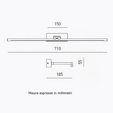 Applique specchio quadro Gea Luce MAGIS GAP463C LED metallo lampada parete