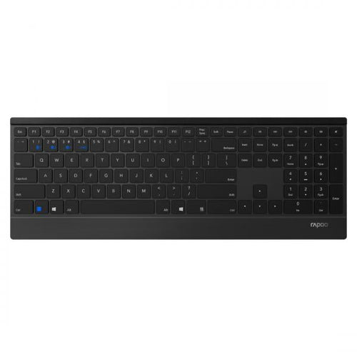 Rapoo 9500M tastiera Mouse incluso Universale RF senza fili + Bluetooth Nordic Nero (Rapoo 9500M - tastatur og mus-s?t - so)