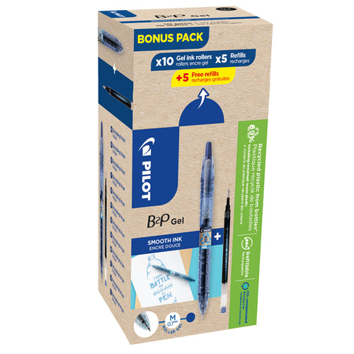 Bonuspack 10 Roller +10 Refill B2P Gel Punta 0.7 Mm Blu Pilot