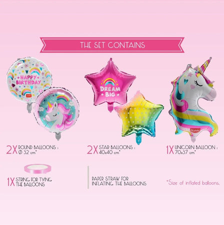 Legami, Set 5 palloncini per Festa tema Unicorno