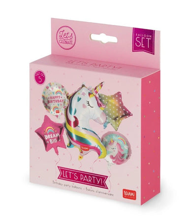 Legami, Set 5 palloncini per Festa tema Unicorno