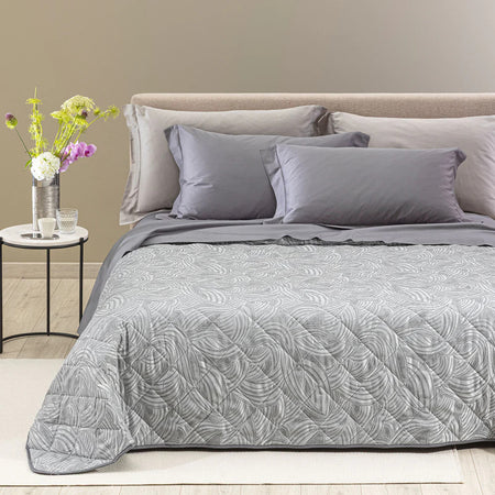 Copriletto Trapuntato Apollo ! Caleffi Matrimoniale in Raso Jacquard– Eleganza di Lusso Dreaming Tortora Dreaming