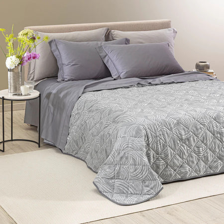 Copriletto Trapuntato Apollo ! Caleffi Matrimoniale in Raso Jacquard– Eleganza di Lusso Dreaming Tortora Dreaming