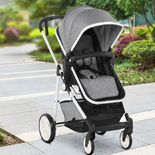 Passeggino Carrozzina 0-36 Mesi Pieghevole e Regolabile, 2in1 80x51x102cm Grigio