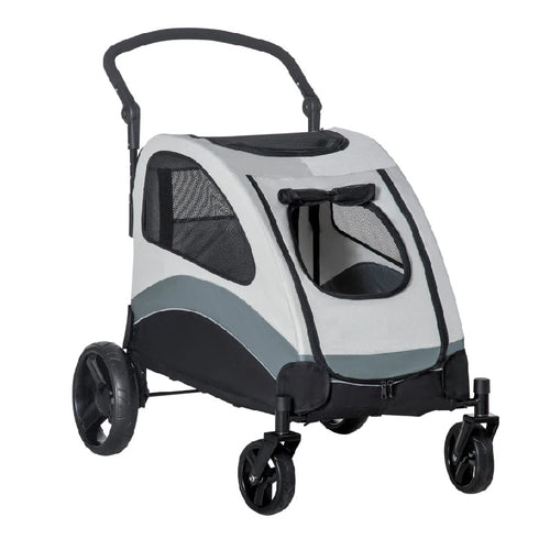 Passeggino per Cani Taglia Media 4 Ruote con Borsa 107x67x102cm Grigio