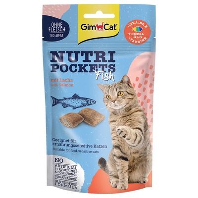 GimCat Nutri Pockets Snack Fish per Gatti gusto Salmone 60gr