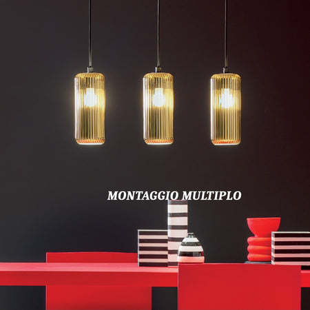 Sospensione vetro colorato Gea Luce RAIKA VP B1 E27 LED lampada soffitto moderna